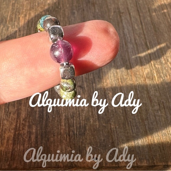 Infinity band Blood Agate handmade bohemian beaded ring - Picture 1 of 7